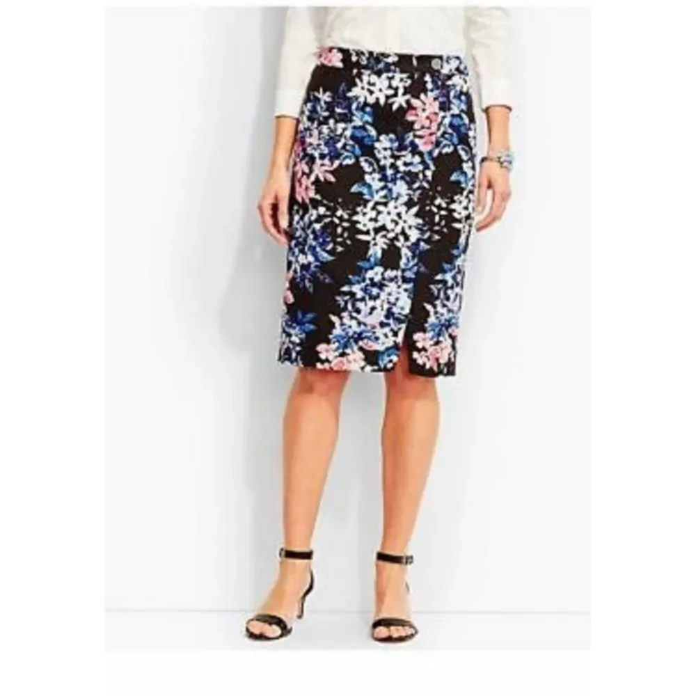Talbots Black and floral print skirt size 16 - Picture 1 of 12